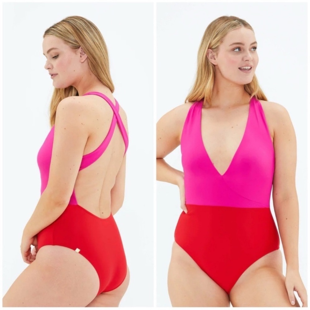 summersalt Two-Tone Pink & Red One-Piece Swimsuit